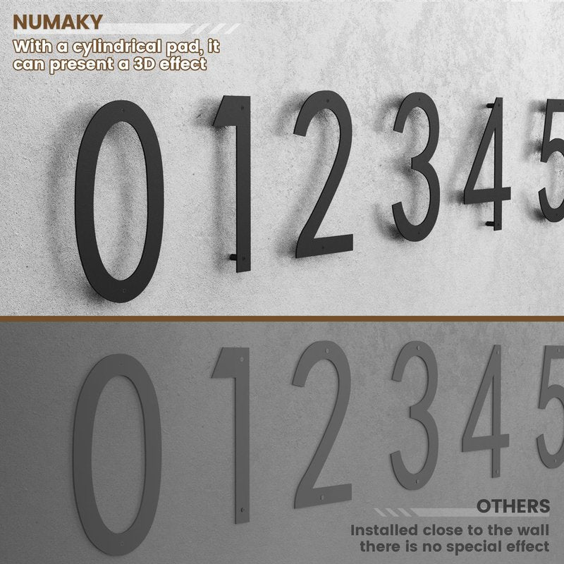 NUMAKY 16 Inch Large Modern House Numbers for Outside, Matte Black Metal Outdoor Address Numbers with Floating 3D Shadow & All Mounting Hardware, Weatherproof for Home/Garage/Apartment/Hotel (Number 3)
