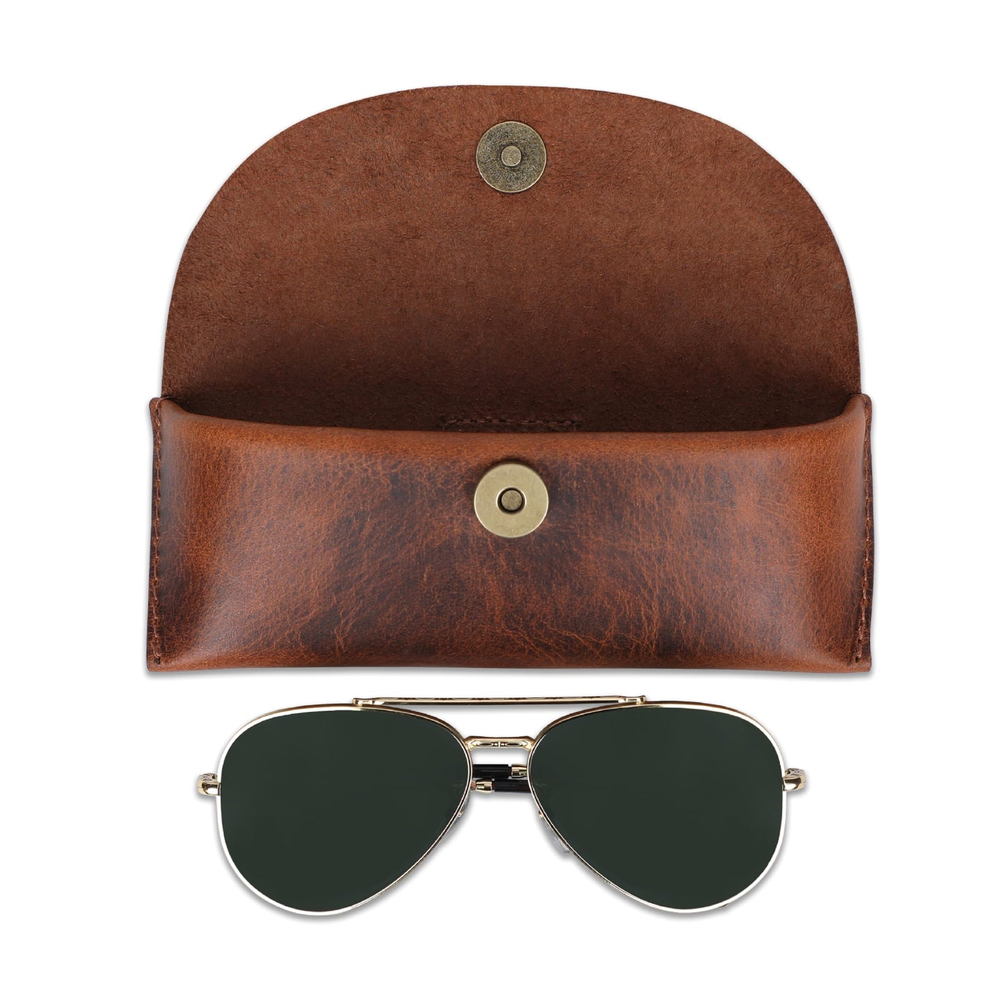 TheAntiq Leather Sunglasses Case Vintage Eyeglass Holder Handcrafted Soft Reading Glasses Pouch with Belt Loop Flexible and Slim Case for Men & Women