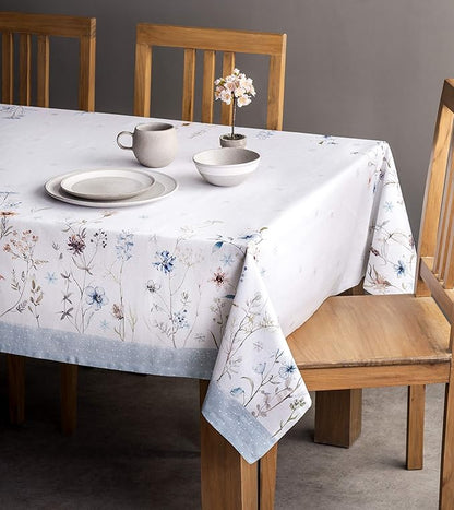 Maison d' Hermine Table Cloth Rectangle Table 100% Cotton 60 x 90 Inches Fall Tablecloth Reusable Everyday Use for Thanksgiving Christmas Decorations Dining Farmhouse Party (Ice Florals)