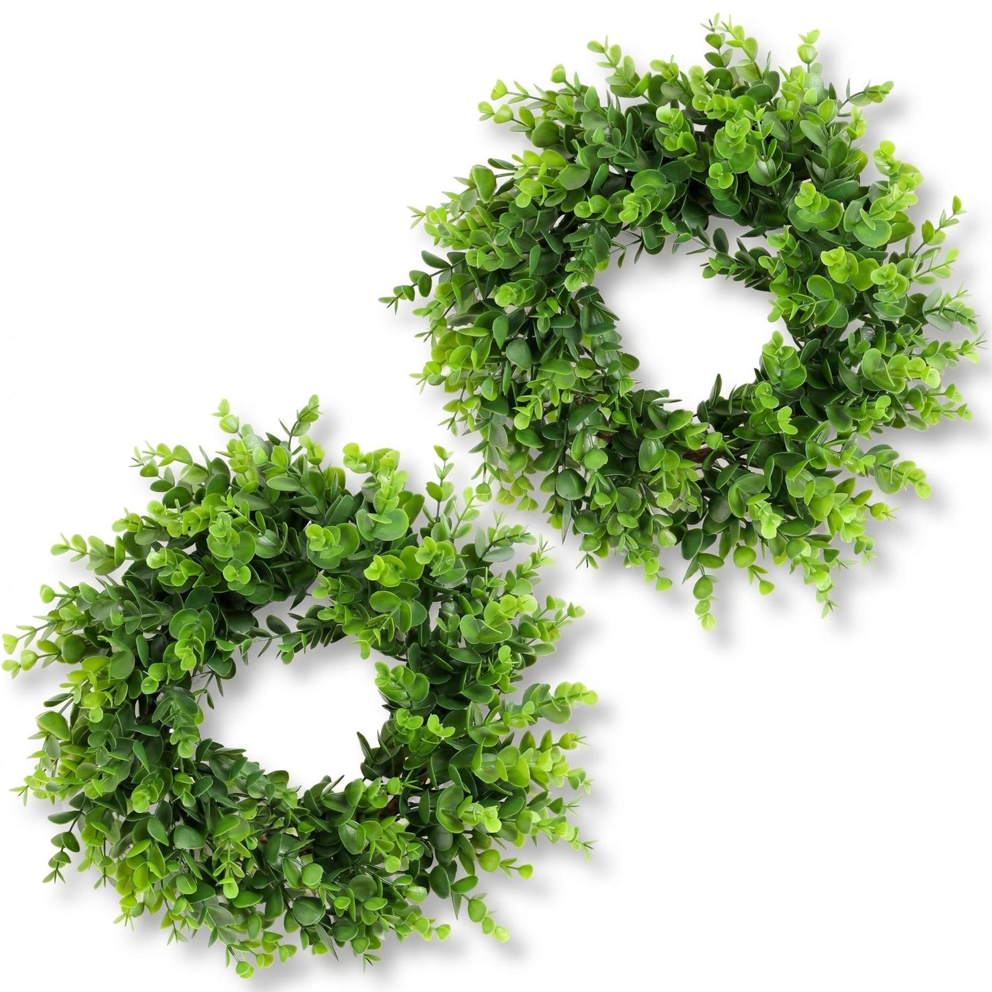 Plamyi 12" Mini Boxwood Wreaths 2-Pack - Faux Greenery for Decorating