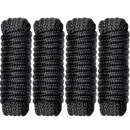 Boat Dock Lines Marine Rope - 5/8" x 15ft with Pre-Spliced 15" Loop Double Braided Nylon Ropes Bumper Tie Mooring Line for Boats Docking Pontoon Boating Accessories - 4 Pack