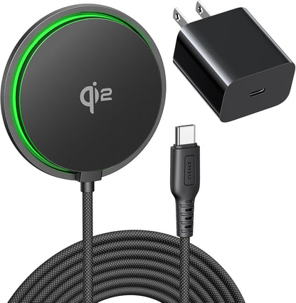 INIU Magnetic Wireless Charger, Qi2 Certified 15W Fast Mag-Safe Wireless Charging Pad with Cooling Fan, Only for iPhone 17 16 15 14 13 12 Series, AirPods, and More (Adapter Included)