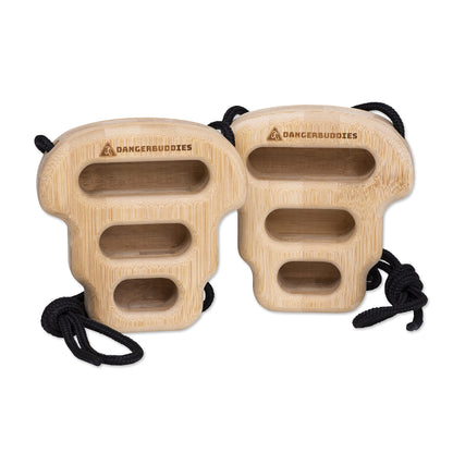 Danger Buddies Eco-Strong Bamboo Hangboards – Portable Wood Rock Climbing Rock Ring Fingerboards