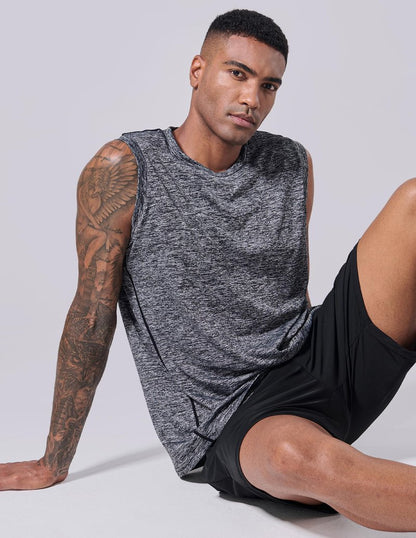 5 Pack Dry Fit Sleeveless Muscle Shirts for Men, Athletic Tank Tops for Workout Gym Performance Activewear (Set 7, Medium)
