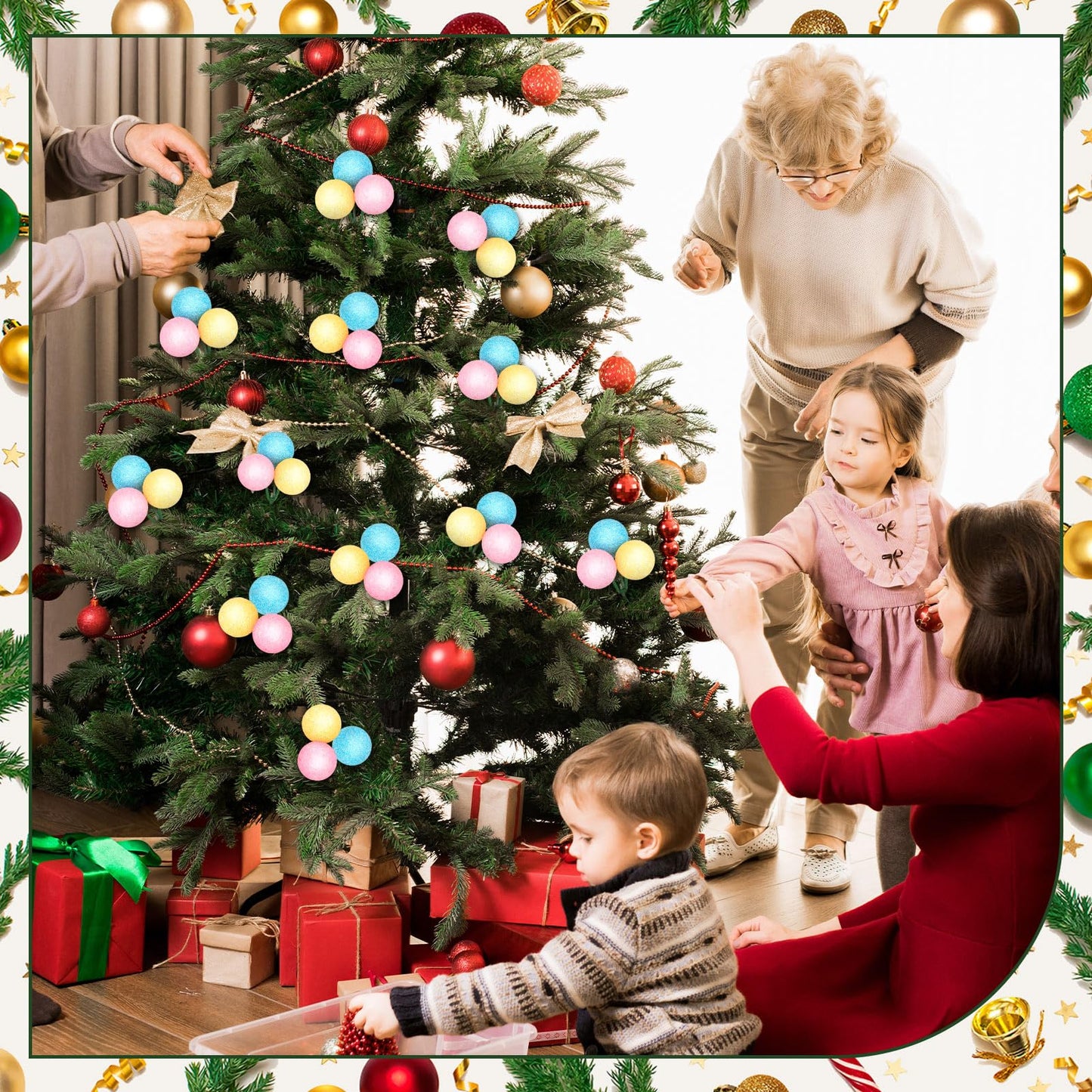 Syhood 12 Set 7.9 Inch Christmas Ball Ornaments on Wired Picks Shatterproof Xmas Pastel Ball Picks for Christmas Tree Vase Wreath Stairs Garland Decoration Supplies