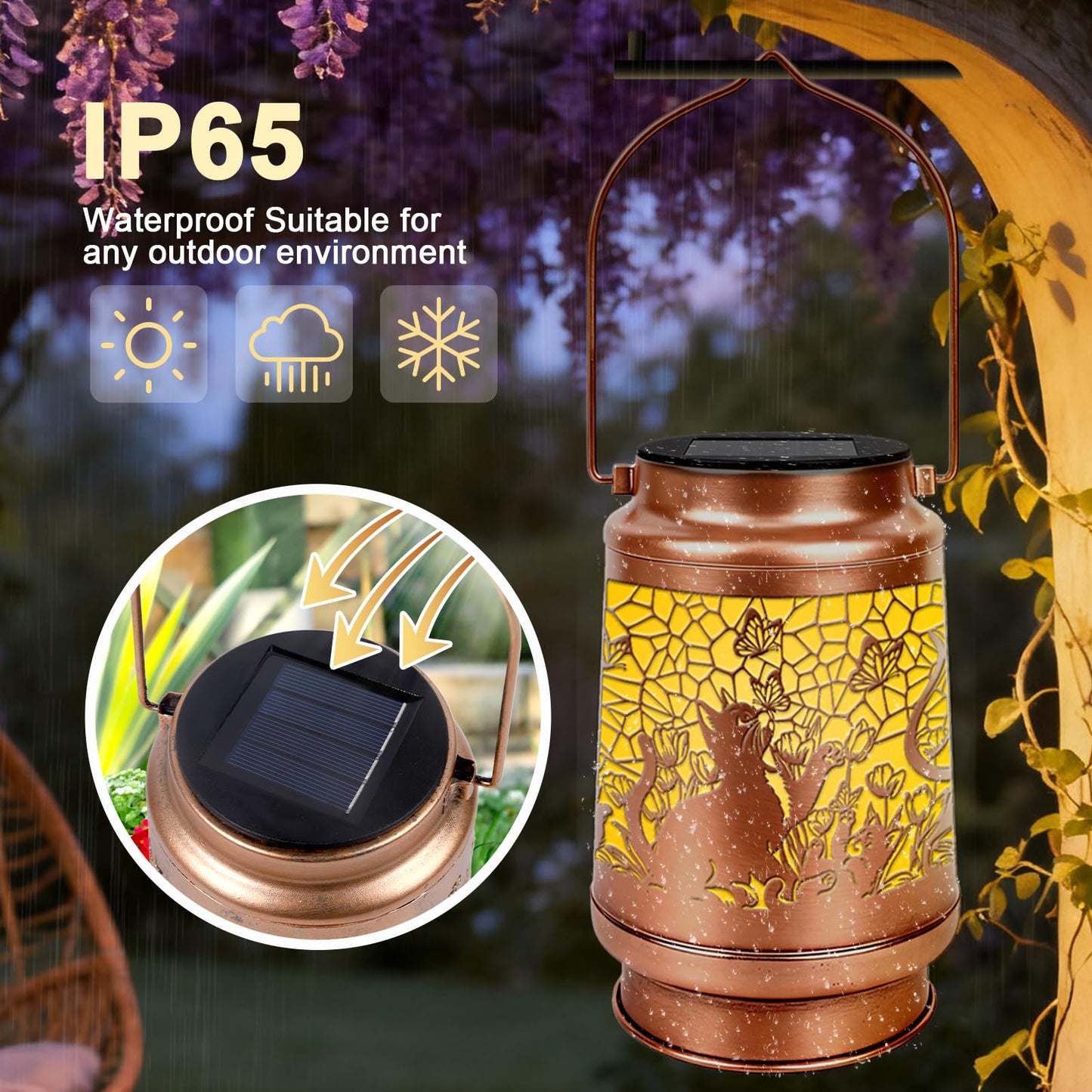 Cat Solar Lanterns Outdoor Waterproof - Wxiben Cat Lovers Gifts for Women Mom Grandma, Birthday Christmas Mother's Day Housewarming Gifts, Hanging Solar Lights for Garden Yard Tabletop Patio Decor