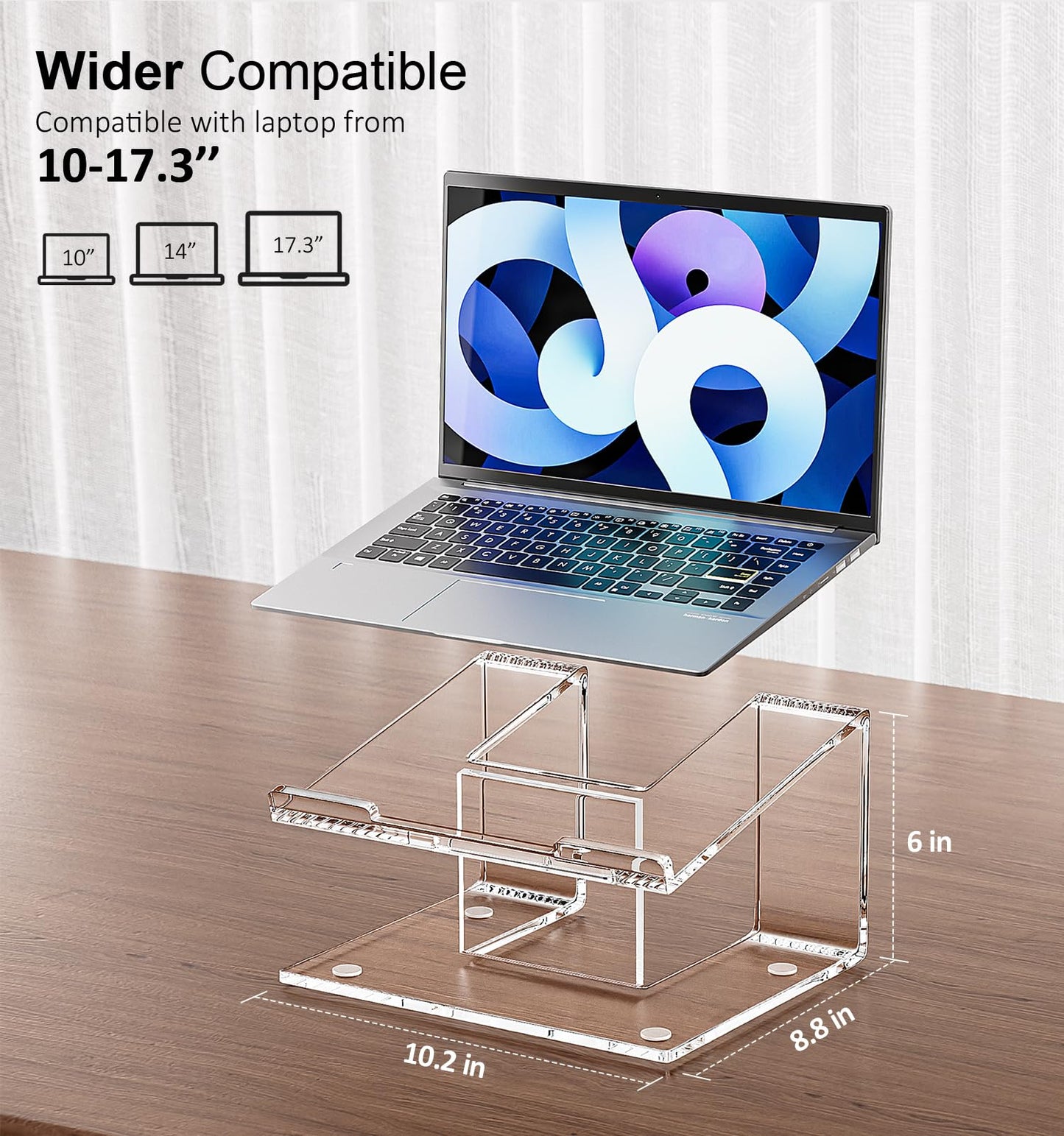 FUCDTEFC Acrylic Laptop Stand for Desk, Laptop Riser for 10-17.3 Inch Laptops, Ergonomic Computer Stand Holder Compatible with Macbooks and Notebooks
