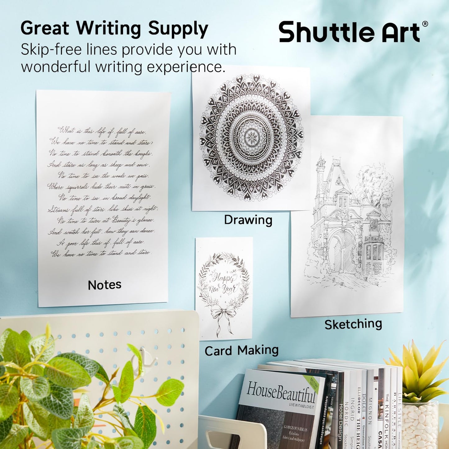 Shuttle Art Black Gel Pens, Ink Glide Series 60 Pack Retractable 0.5mm Fine Point Rollerball Gel Ink Pens Bulk Set Quick Drying Smooth Writing with Grip for Journaling Note Taking Office School Home