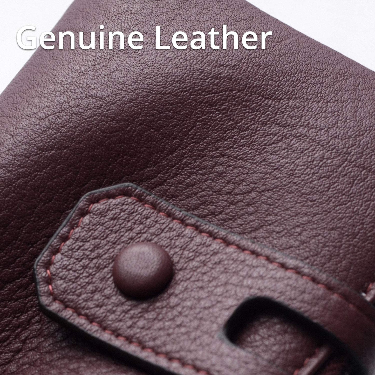 Bveyzi Small Soft Leather Wallet for Women RFID Blocking Ladies Card Holder with Double Zipper Pocket (Deep Plum)