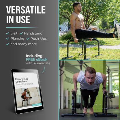 PULLUP & DIP Fitness Parallettes, Medium Parallette Bars For Calisthenics, Crossfit & Gymnastics, Handstand Bars With Extra Wide Handle & No Wobbling