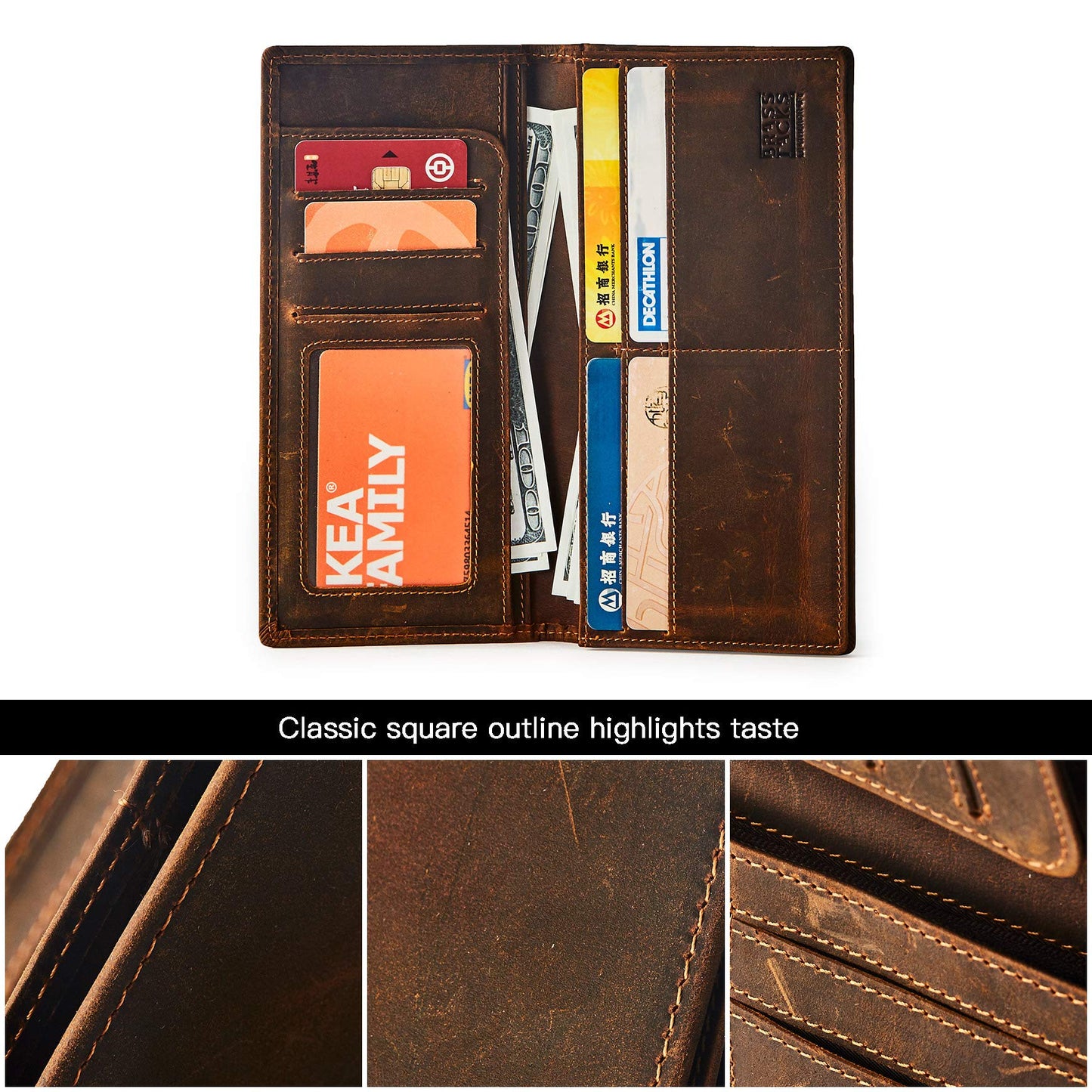 Plinvo Vintage Genuine Leather Wallet for Men, Bifold Slim Design with RFID Blocking and Gift Box (Brown2)