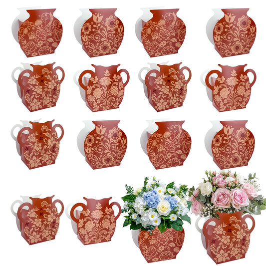 12 Pack Cielito Lindo Barro Paper Vases - Mexican Talavera Style Centerpieces for Cinco De Mayo, Fiesta, Wedding & Birthday Tables