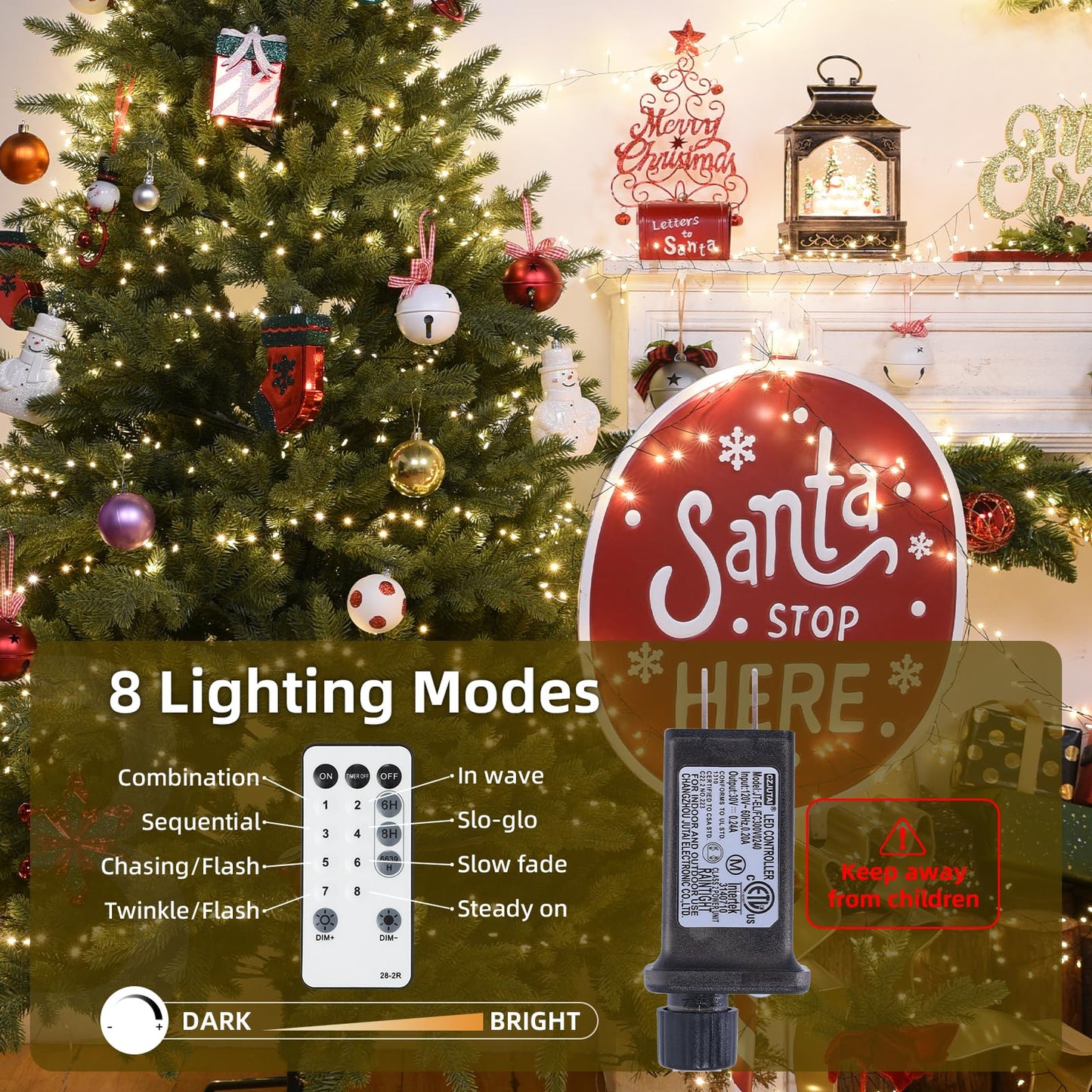 Lycklig Fairy Lights Plug in 65Ft 1000LED Warm Christmas Wreath Twinkle Lights with Timer Remote Waterproof Firecracker Firefly Cluster String Light for Bedroom Graland Party Tree Decor Black Wire