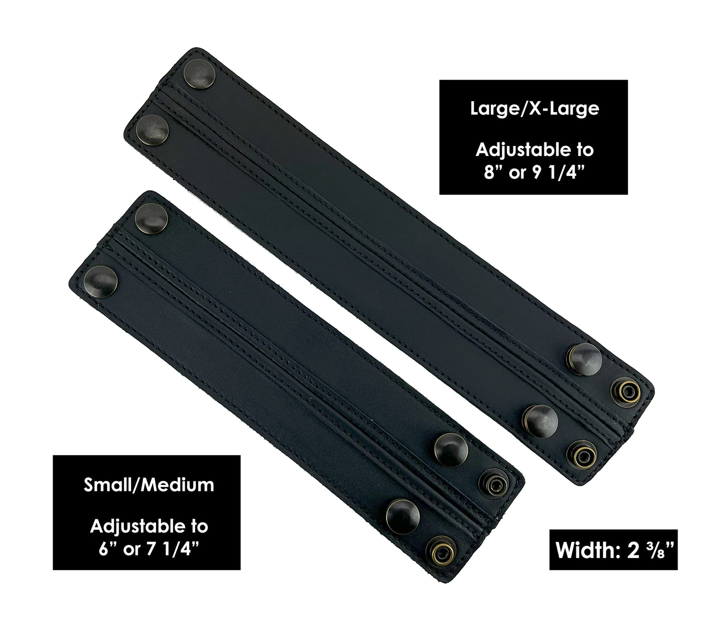 Anthology Gear Stylish Leather Cuff Bracelet Full Grain Wide Wristband For Men and Women (Unisex) Adjustable to 8" or 9 1/4" (Carbon Black, Large/X-Large)