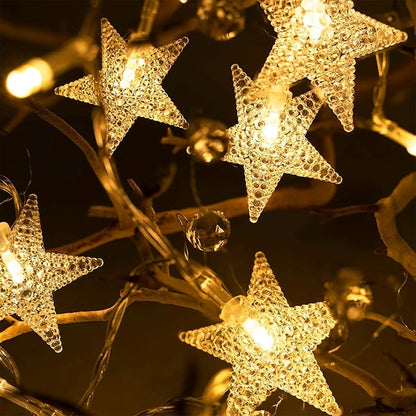 echosari Star String Lights Battery Operated, Auto Timer LED Star Fairy String Lights 158IN with 8 Modes for Kid Room Bedroom Party Garden Wedding Décor (Warm White)