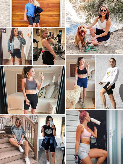 baleaf Workout Shorts Women 5" Biker Yoga Gym Spandex Running Volleyball Compression Tummy Control Short with Pockets White L