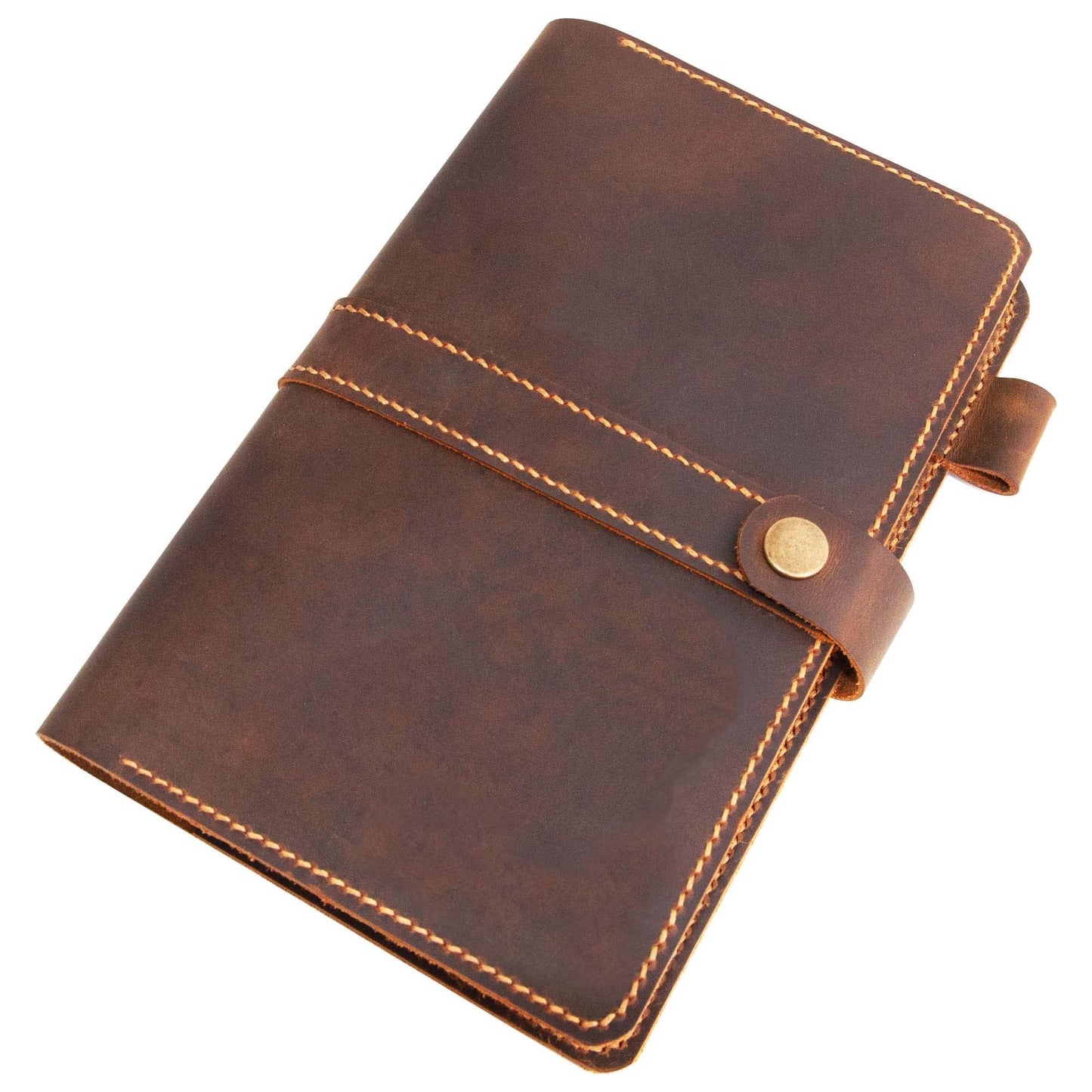Turbosnail Leather Journal Cover for Moleskine Large Size Hard Cover Notebook, Handmade Leather Cover for 5"x8.25" Hardback Notebook,with pen holder Notebook Cover (Brown)