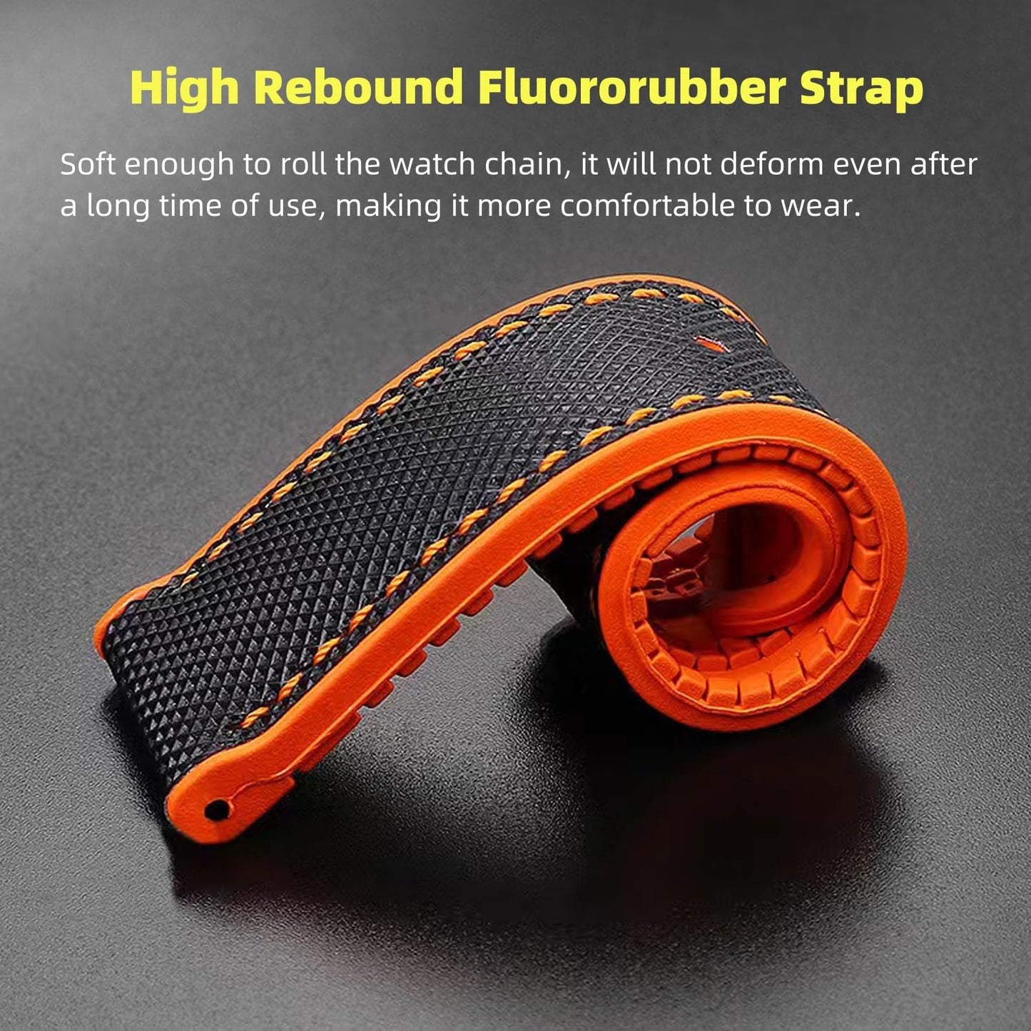 Danxancy FKM Rubber Nylon Watch Band 20mm 21mm 22mm 23mm 24mm Fluororubber Waterproof Soft Breathable Durable FKM Rubber Watch Band Universal Replacement Band Strap for Men Women