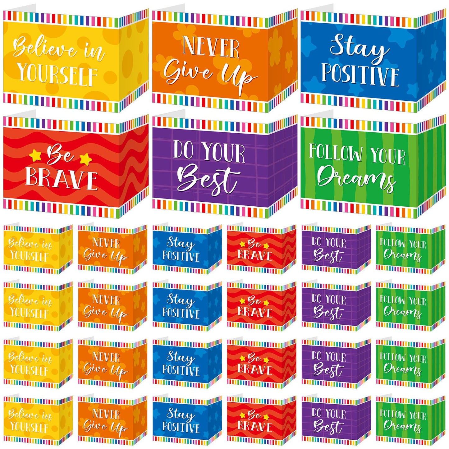 Affrolling 24 Pcs Inspirational Privacy Folders Bulk for Students Cardboard Privacy Boards Desk Divider Panel Waterproof Testing Divider for Classroom Back to School Study Supplies (Colorful)