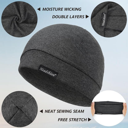 Headshion Cotton Skull Caps for Men Women,4-Pack Lightweight Beanie Sleep Caps Chemo Headwear 4 Grey