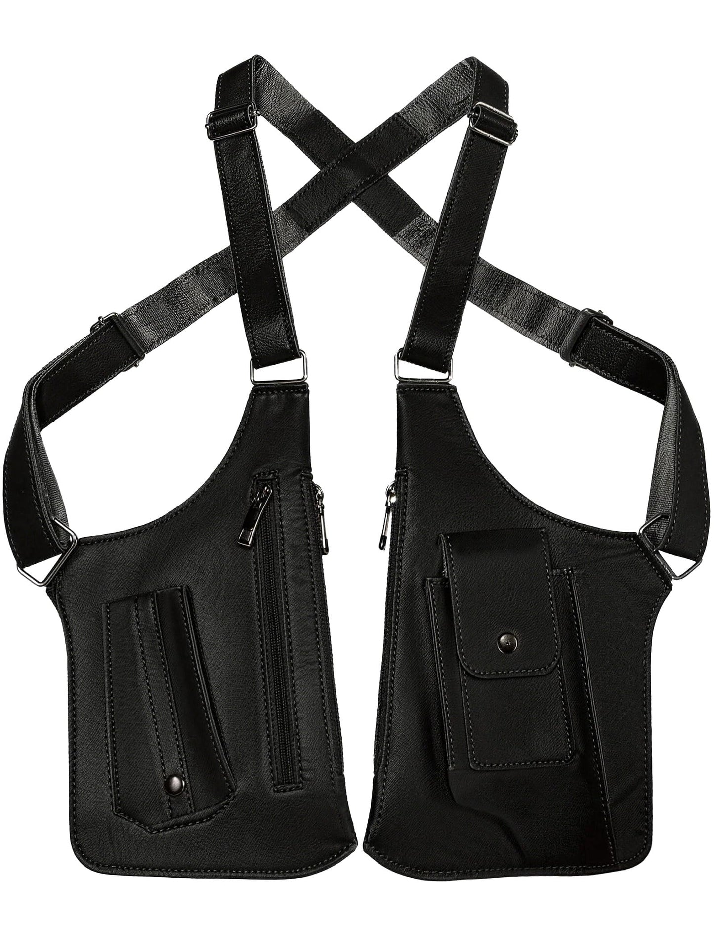 ECGER Large Double Shoulder Armpit Bag - Underarm Holster for Men, Anti-Theft Concealed Crossbody Wallet|phone Pouch for Outdoor Travel Cycling Work, Premium PU Leather (Black Armpit Bag)