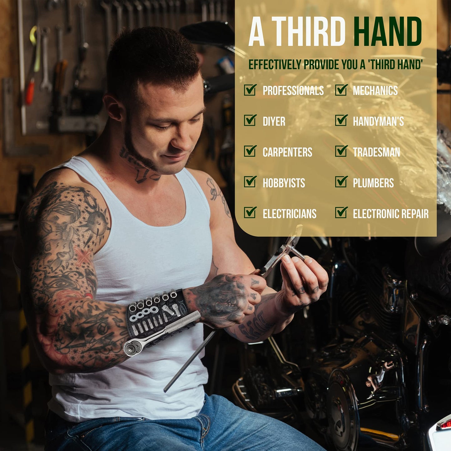 The Fishlift Magnetic Armband- Toolbelt for Your Arm with 25 Powerful Magnets, Stretchable Fabric and Real Leather - Hold Screws, Bits, and Nails.