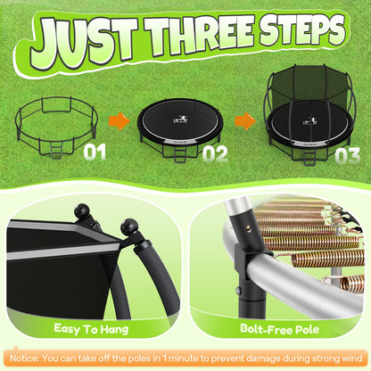 BCAN Trampoline 16FT Recreational Trampoline with Enclosure for Kids Adults, ASTM Approved, Outdoor Trampoline with Ladder for Kids bk