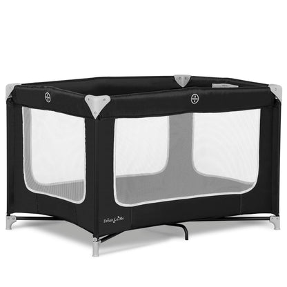 Dream On Me Zodiak Portable Playard in Black, Lightweight, Packable and Easy Setup Baby Playard, Breathable Mesh Sides and Soft Fabric - Comes with a Removable Padded Mat