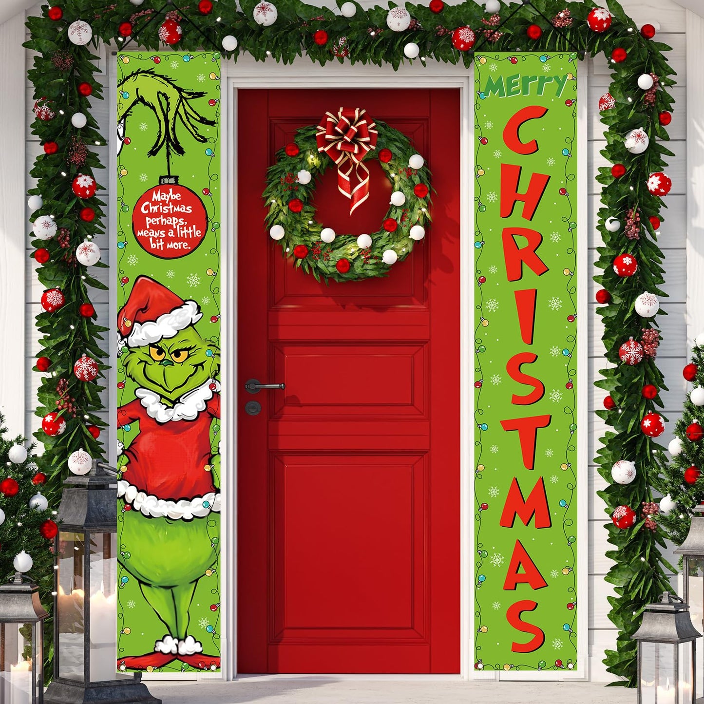 Christmas Decorations Merry Christmas Welcome Sign Winter New Year Xmas Party Decorations and Supplies for Home-12×71''