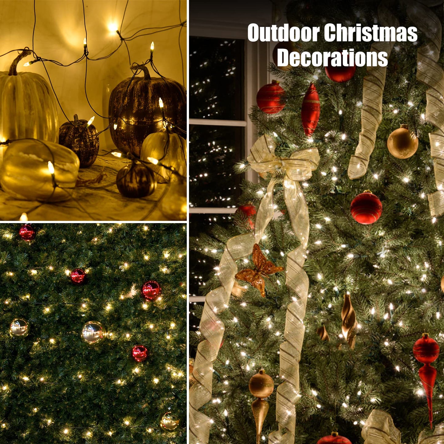 Neoclassy 120Led Christmas Net Lights Outdoor 5ft x 6ft Connectable, 8 Modes Waterproof Black Wire 29V Plug in Mesh Net Christmas Lights for Garden, Yard, Bushes, Trunk, Xmas Tree Decor (Warm White)
