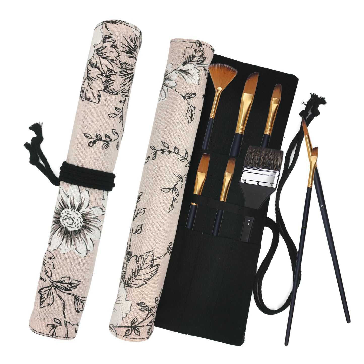 Funny live Paint Brush Holder Art Supplies, Artist Brush Holder & Art Supply Storage Organizer Roll-Up Case Bag, Protect Acrylic Oil Watercolor Paintbrushes (Peony-20 Slot Pockets)
