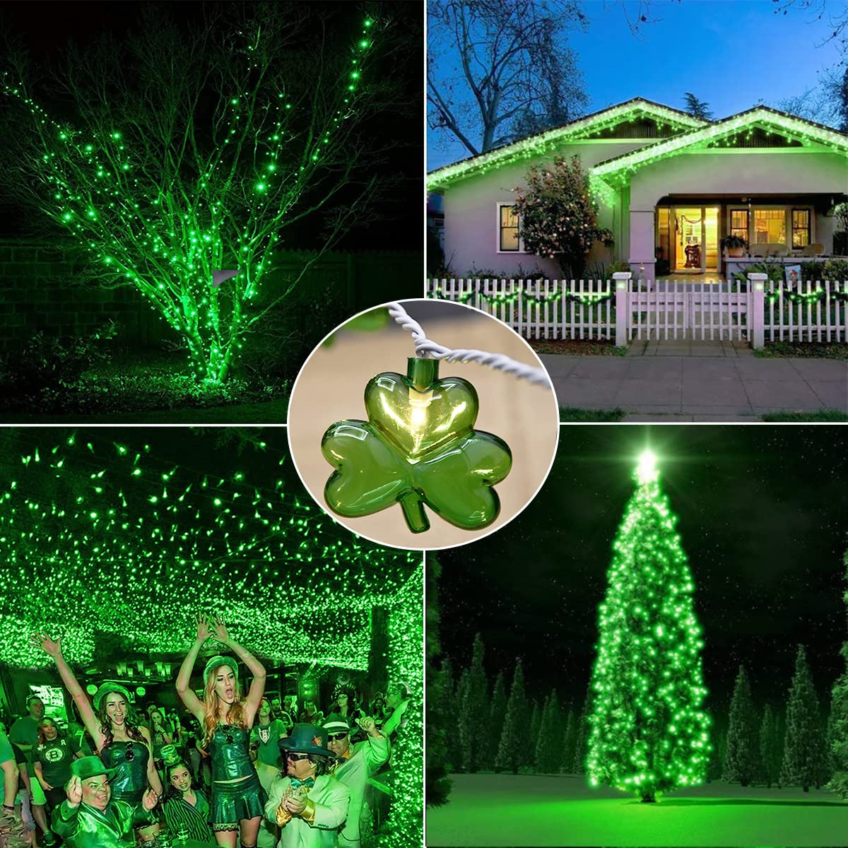 LED Shamrock String Lights Outdoor, 8.5Ft St. Patrick's Day Decorations Lights with 10 Green Clover Light, Plug in Shamrock Fairy Light for Indoor Outdoor St. Patrick's Day Party Irish Window Garden