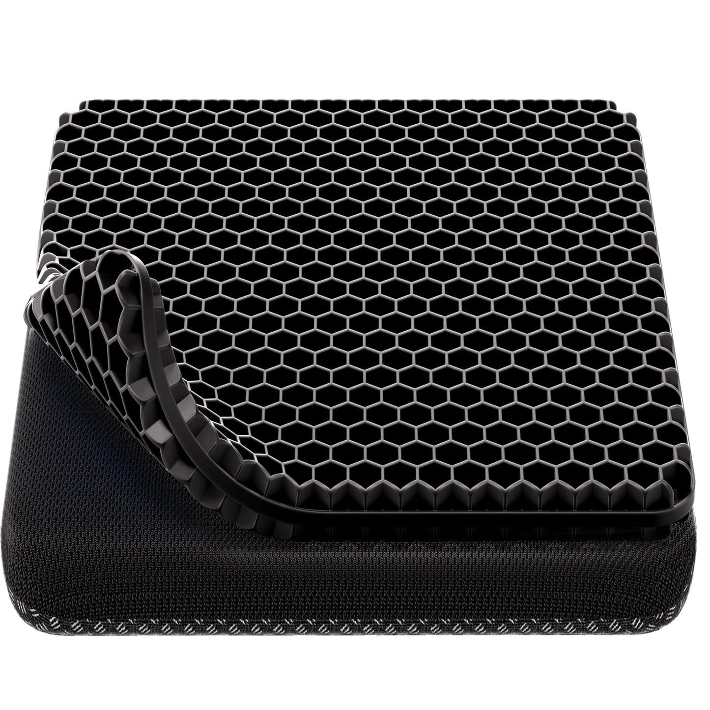 Gel Seat Cushion, Cooling Thick Big Breathable Honeycomb Design Absorbs Pressure Points Seat Cushion with Non-Slip Cover for Office Chair Home Cars Wheelchair