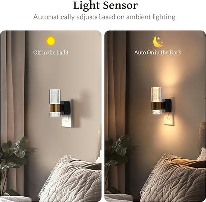 Led Night Light, Night Lights Plug into Wall Lights Plug in with 0-100LM Adjustable Brightness,3000K Nightlights with Dusk to Dawn Sensor for Bathroom Hallway Stairway 2 Pack