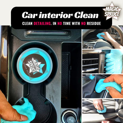 MAGIC SPRUCE Car Cleaning Gel Kit for Interior, Non Water Car Detailing Putty, Scented Car Dashboard Cleaner, Car Cleaning Products, Upholstery Dust Remover, Vent, Reusable PC Laptop, Keyboard Cleaner