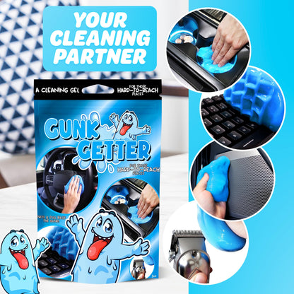PeerBasics Gunk Getter, Cleaning Gel for Those Hard to Reach Places, Automotive Cup Holder Electronic Keyboard Office, Slime Gel Cleaner Dust Crumb Removal (Resealable Pouch, Blue, 3oz)