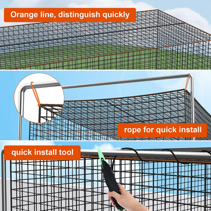 Batting Cage Net, 10x10x35 ft Heavy Duty Enclosed Batting Net With Door, Only Net, No Poles and Frame, Professional Softball Baseball Nets for Batting and Pitching, Batting Cages for Backyard
