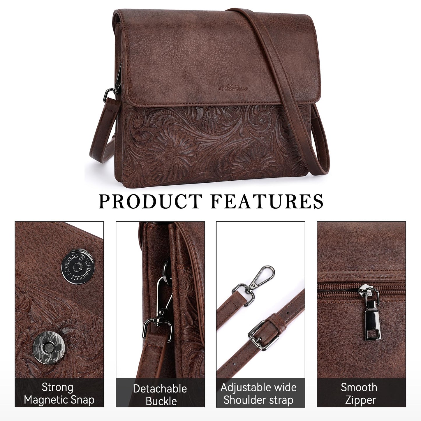 MEITRUE Small Crossbody Bags for Women, Vegan Leather Cell Phone Purse with Adjustable Strap