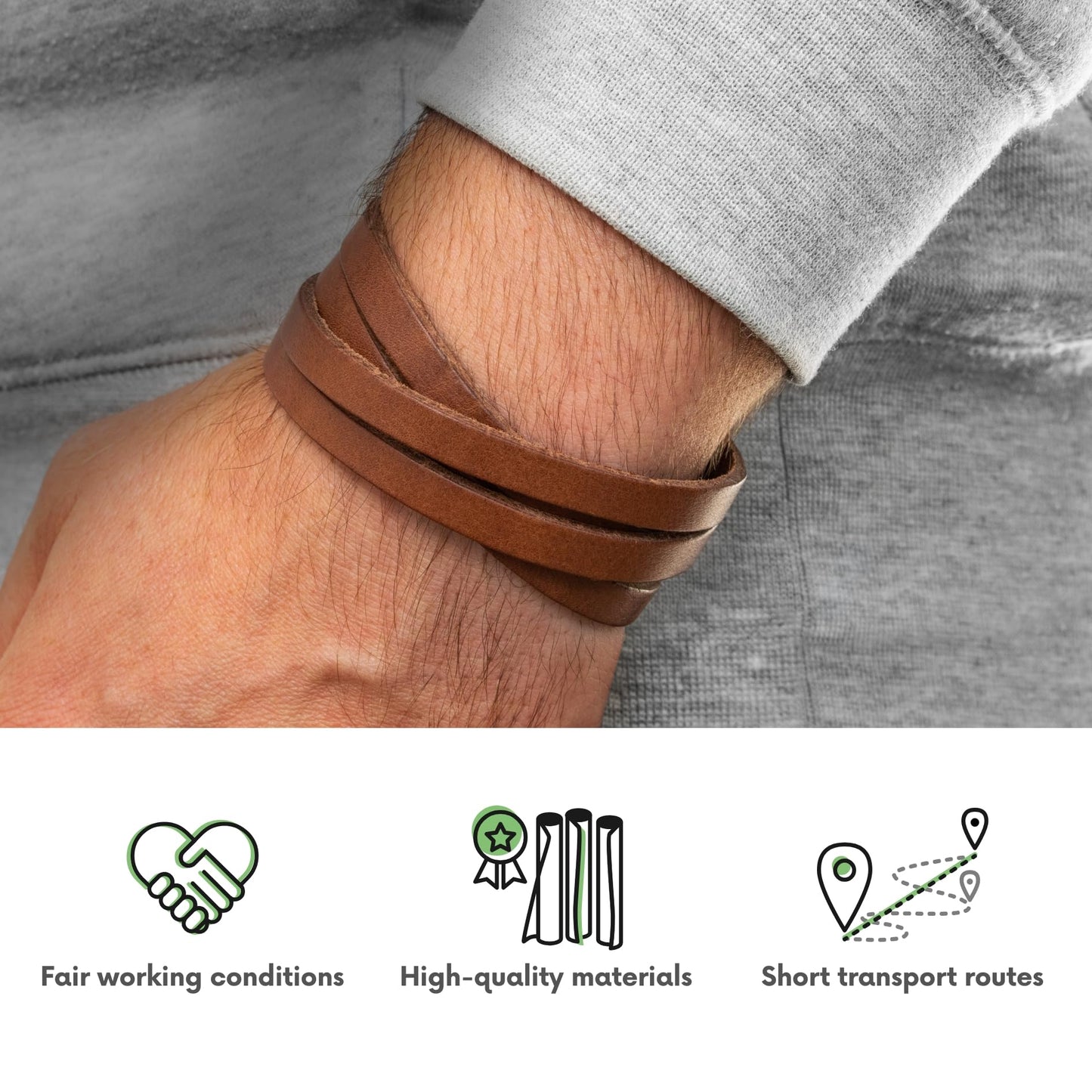 Simaru Premium Genuine Leather Bracelet - Handcrafted in Germany, Elegant & Durable (Light brown)