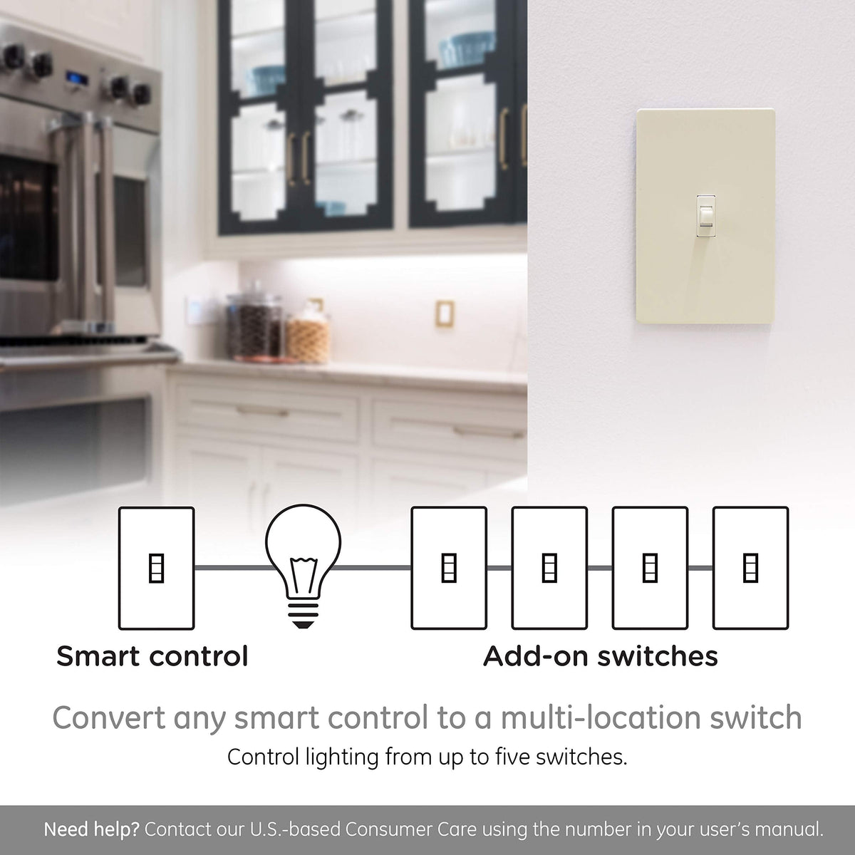 Enbrighten Almond Z-Wave Plus Smart Light Switch with QuickFit and SimpleWire, 3-Way Ready, Compatible with Alexa, Google Assistant, ZWave Hub Required, Repeater/Range Extender, Toggle, 14293