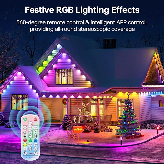 Permanent Outdoor Lights for House, 100ft Smart RGB&IC LED Eaves Light, Daily and Accent Lighting, 212 Scene Modes, Alexa & Google Assistant Compatible, Daily Party Halloween Christmas Decor