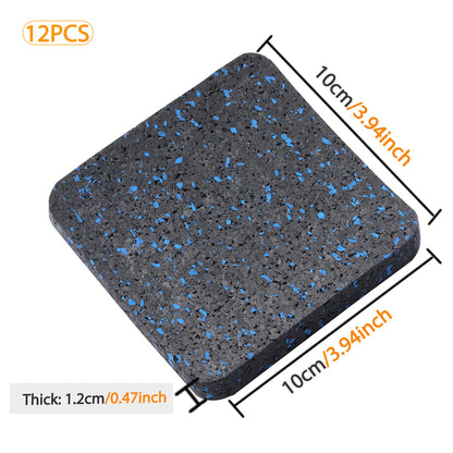 BestXD Treadmill Mat Pads - 12 PCS Bulk Pack High Density Rubber Squares for Multiple Exercise Equipment - Anti-Vibration Noise Dampening Pads for Rower, Stationary Bike, Weight Bench