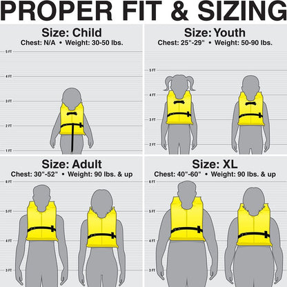 SEACHOICE 86060 Life Vest, Type II Personal Flotation Device â€“ Yellow â€“ Youth