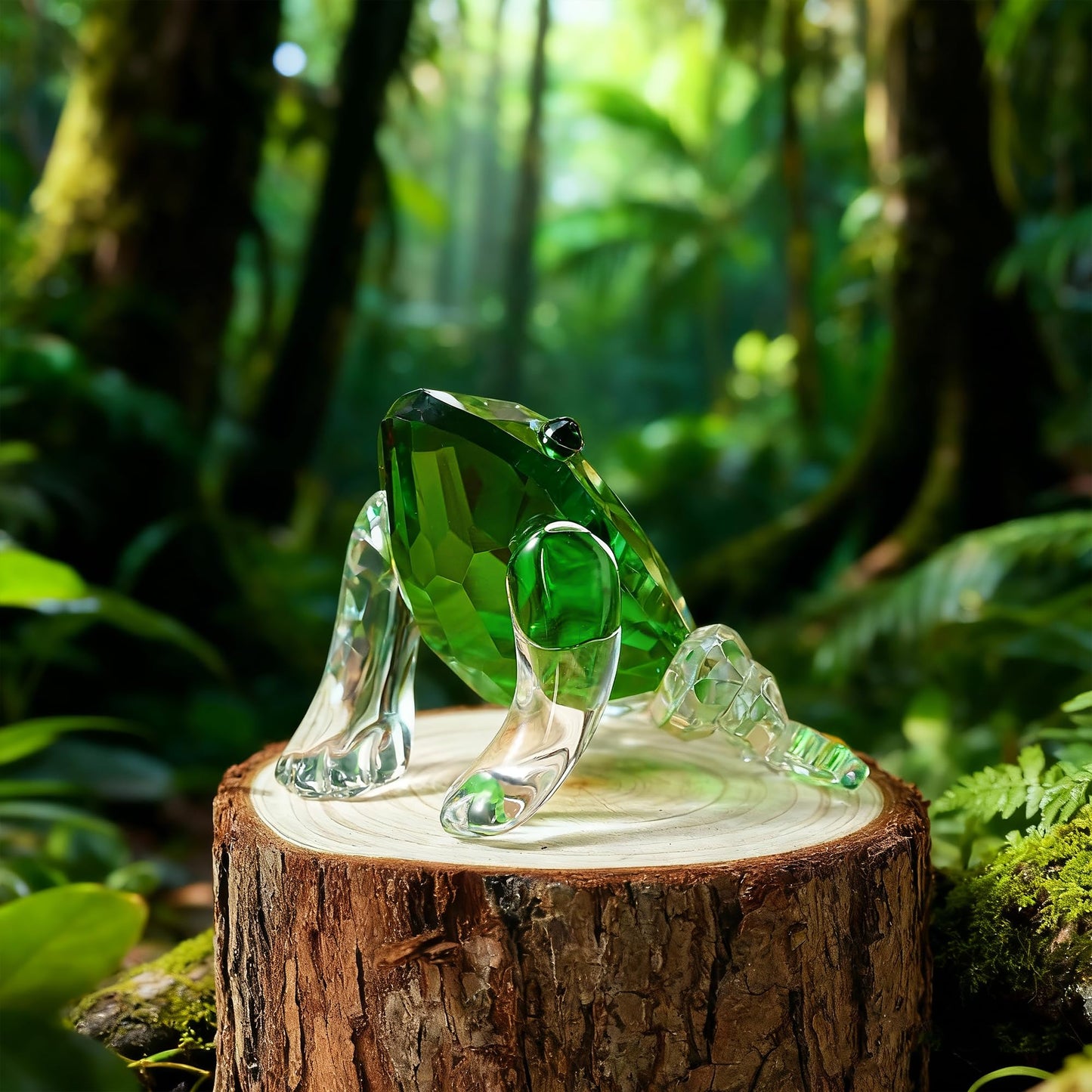 H&D HYALINE & DORA Small Crystal Frog Figurine Collection Paperweight Table Centerpiece Ornament(Green)