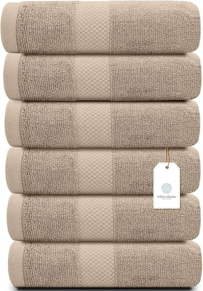 White Classic Luxury Taupe Hand Towels