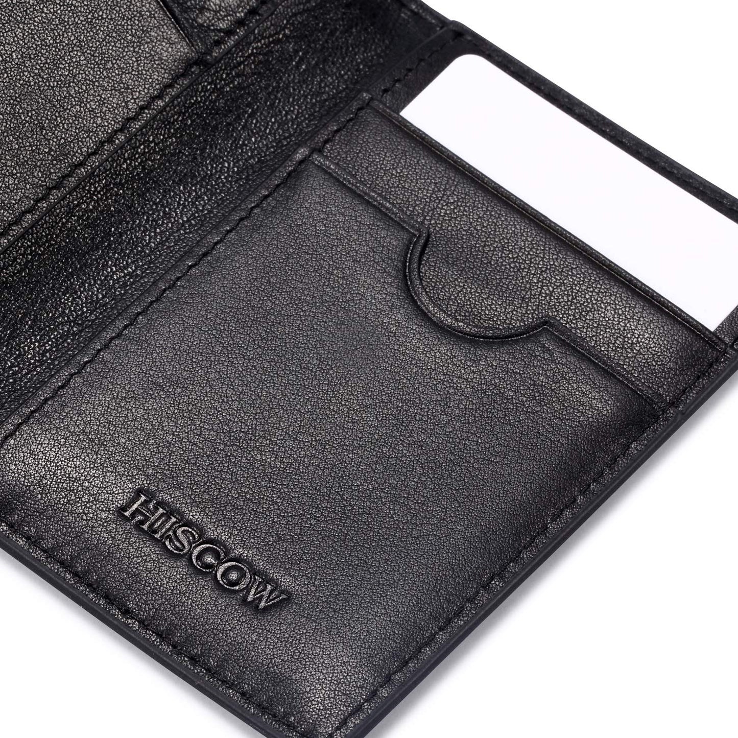HISCOW Slim Leather Credit Card Holder 4cc for Men & Women, Italian Calfskin (Black)