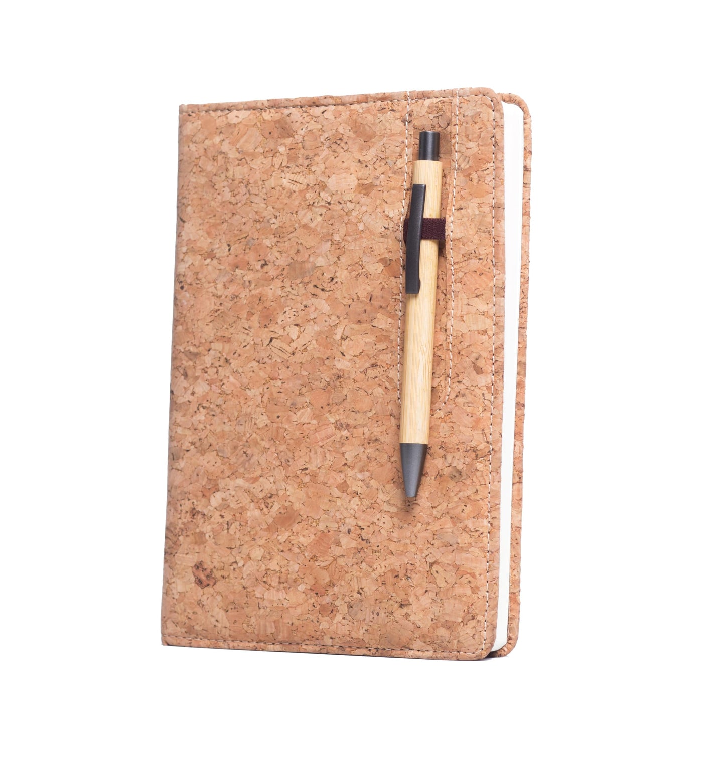 ECORA 100% Recycled Eco-friendly Writing Notebook, Diary, Journal with Loop and Bamboo Pen | Lined, Hardbound, Smooth Cork Cover (192 Pages) | Premium Gift Stationary for School/College/Office Work