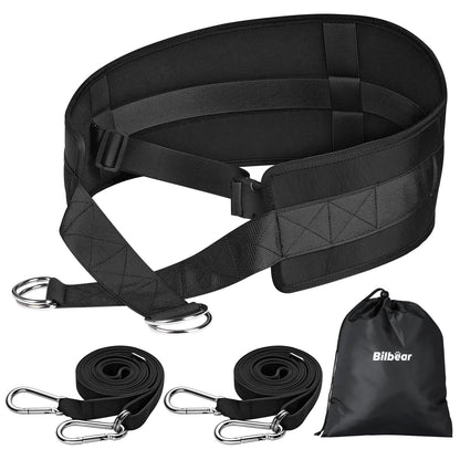 Bilbear Sled Pulling Belt,Adjustable Sled Training Waist Belt,Belt for Pulling,Weight Sled Pull Belt for Tire Pulling,Squat,Leg Muscles Strength Training,Resistance Training,Core Power Workout (Black)
