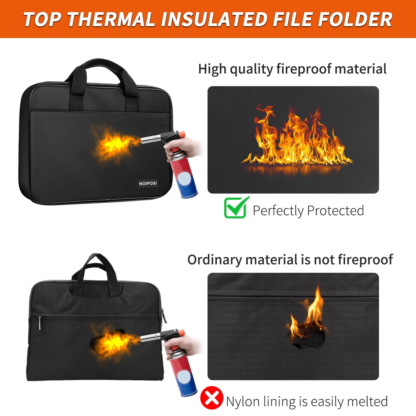 Noiposi Accordion Fille Organizer with Lock,Waterproof and Fireproof Document Folder with 13 Pocket,Fireproof Safe Document File Folder for Important Document,File Money and Passport