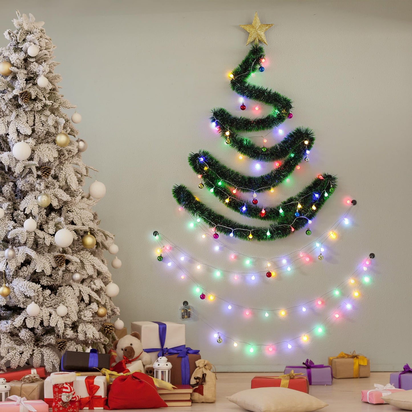 BRILLIHOOD DIY Wall Mounted Christmas Trees with LED RGB Light, Kids Toys Wall Hanging Christmas Tree, Space-Saving Christmas Decor Ideas for Small Space Home Holiday Decoration
